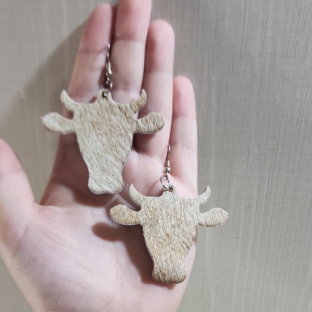 Cow Shaped faux lether  Earrings
